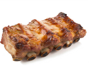 grilled Pork ribs isolated on white background, cutout