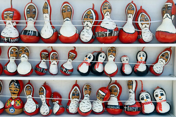 Painted gourds representing Saint Nicholas, Myra, Demre, Turkey