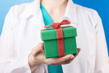 doctor with gift box, Medicine and healthcare, winter sale and discount