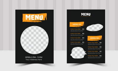  Food menu Design Template cooking, cafe and restaurant menu, food ordering, junk food. Pizza, Burger, French fries and Soda. Vector