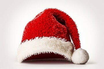 Christmas Festive red Santa hat pompom for joyful holiday isolated white background