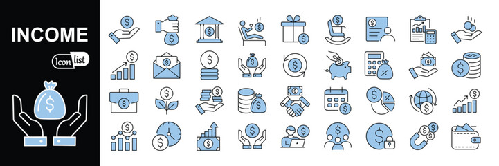 Income icon set. Outline icon collection. Vector illustration	 - obrazy, fototapety, plakaty