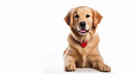 Cute dog in love with you, , isolated on white background, - obrazy, fototapety, plakaty