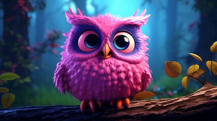 pink cartoon owl.