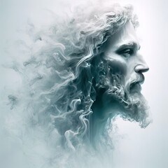 Image of Jesus Christ created from magical clouds by Ai generated