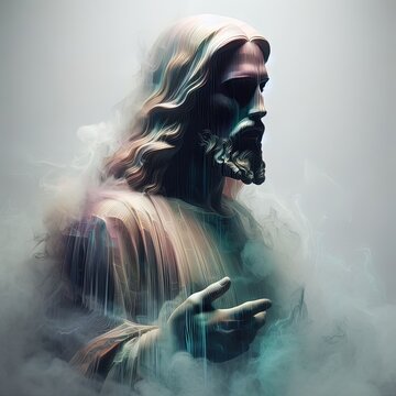 Image of Jesus Christ created from magical clouds by Ai generated