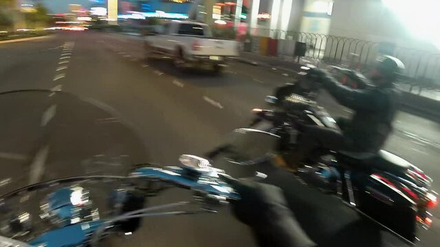 Las Vegas Motorcycle Driving  Pov Night