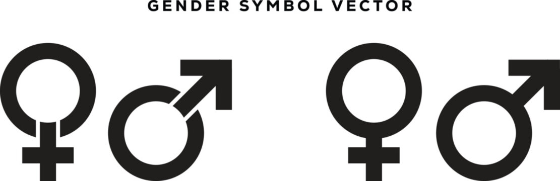 Abstract gender symbol vector. Trendy gender symbol, male female sign, men women symbol, toilet wc flat vector set illustration. Icons