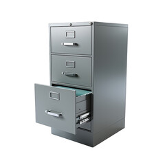Gray Filing Cabinet Isolated on Transparent or White Background, PNG