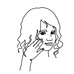  line drawing girl face. female linear portrait. Outline kid avatar