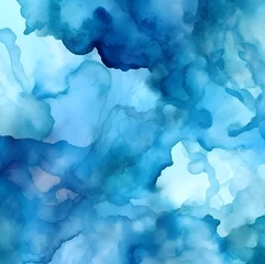 Deurstickers Abstract blue watercolor paint background design. watercolor bleed and fringe with vibrant distressed grunge texture  © Sigit