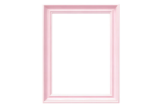 Light pink empty picture frame isolated on transparent or white background