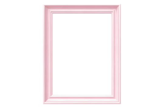 Light pink empty picture frame isolated on transparent or white background