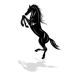 rearing up horse fine vector silhouette Head Vector - 680064547