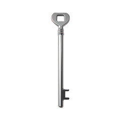 Silver metallic key isolated on white created with Generative AI