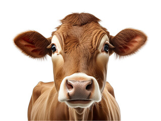 Cow's Face Isolated on Transparent or White Background, PNG