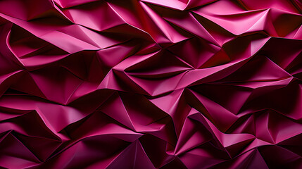 Abstract pink polygonal background texture. Low poly dark magenta wall. Deep pink low polygon mesh wallpaper concept. House decoration origami style. 3d rendering, 3d illustration. .