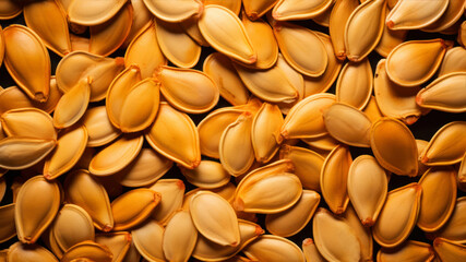 Pumpkin seeds background. Close-up of pumpkin seeds. - obrazy, fototapety, plakaty