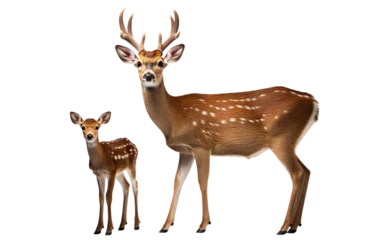 Poster Im Rahmen Antlered deer and fawn © Yeti Studio