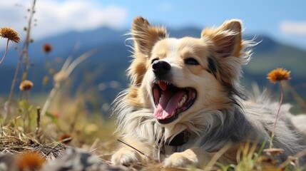 A Happy Mutt Rolling In The Grass Rolling Carefree , Background For Banner, HD