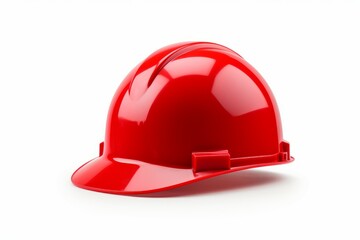 Fototapeta premium Isolated red hardhat with clipping path for customization