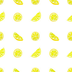 Watercolor citrus lemon slice seamless pattern for fruit design