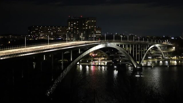 Stockholm, Sweden A timelapse of traffic over the Western Bridge at night. 