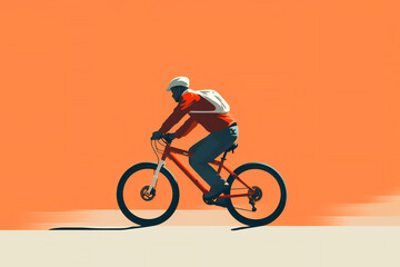 Fototapeta premium A male cyclists showing a road racer, ebike rider or a mountain biker shown in a contemporary athletic abstract design, computer Generative AI stock illustration image