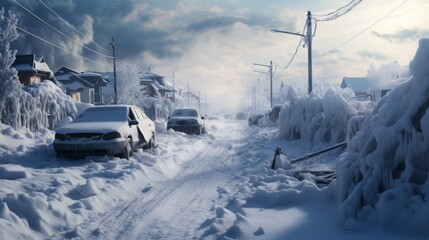 Fototapeta na wymiar snowy street.