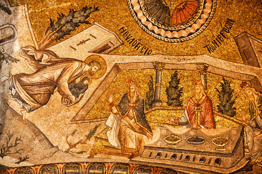 Presentation of the Virgin Mary in the Temple, Esonarthex, Church of the Holy Saviour in Chora or Kariye Camii, Istanbul, Turkey