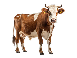 Naklejka na ściany i meble Full-bodied Cow Standing Isolated on Transparent or White Background, PNG