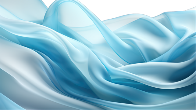 Blue Silk Fabric Swirl Isolated on Transparent or White Background, PNG