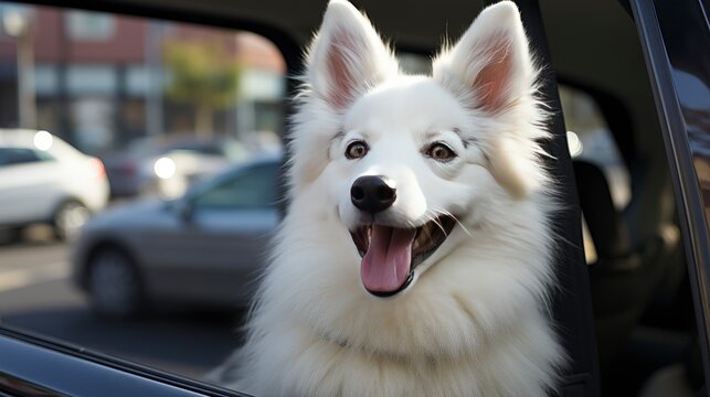 A Happy Mixed-Breed Dog Enjoying A Car Window , Background For Banner, HD