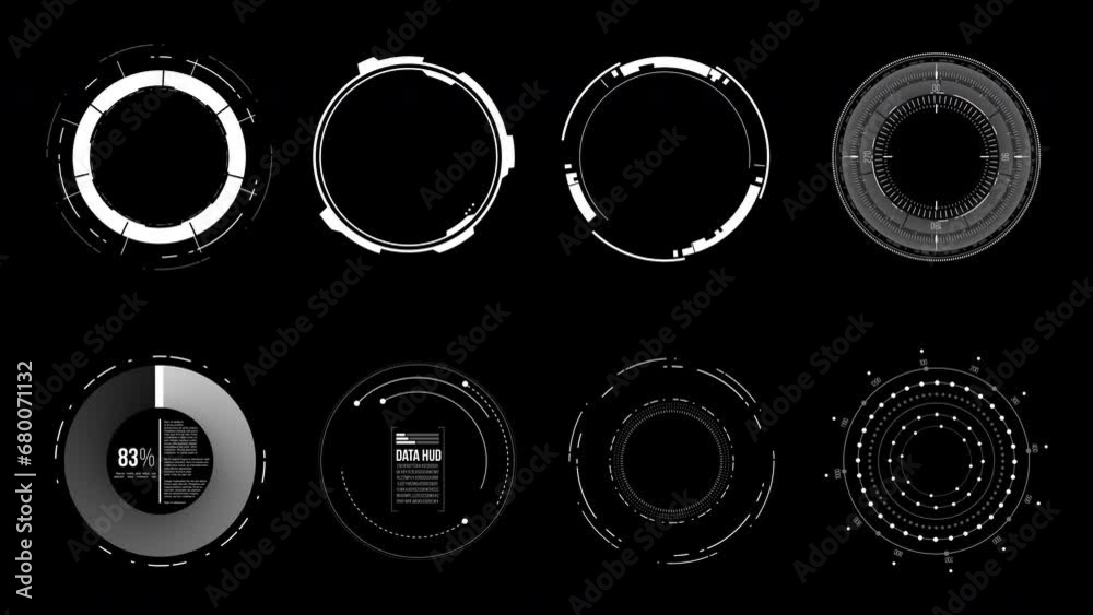 Wall mural complex hud circles pack. futuristic user interface elements for overlay design. digital circles iso
