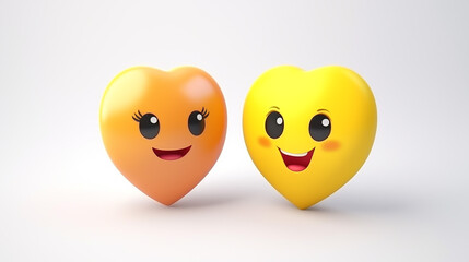 3D rendering Love emoji on white isolated background orage and yellow emoji