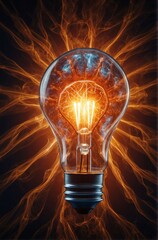 Image of a human brain model in the shape of an incandescent light bulb, contrasting cold and hot.