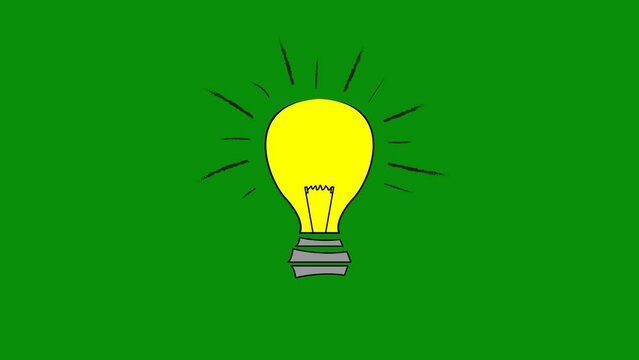 Light bulb on green background, animation of repeating ideas. Suitable for presentations, powerpoints and learning animations