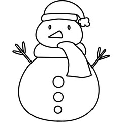 Snowman illustration, Christmas element , hand drawn illustration