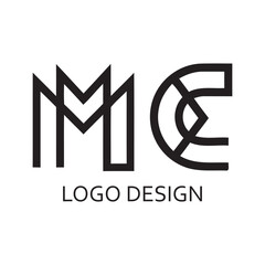 Simple Black Letter MC For Logo Company Design - obrazy, fototapety, plakaty
