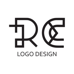 Simple Black Letter RC For Logo Company Design