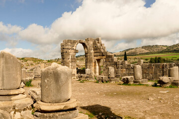 Il sito archelogico dell'antica città romana di Volubilis, nei pressi di Mekness. Marocco