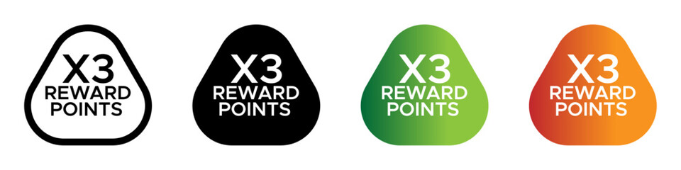 X3 Reward Points. Product vector Label, sticker or banner