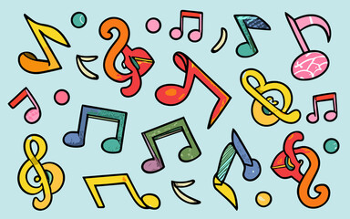 Symphonic Harmony: A Mesmerizing Tapestry of Colorful Music Notes, Weaving an Ode to Vibrant Melodic Patterns