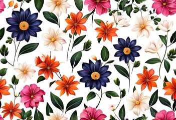 AI generated illustration of colorful floral patterns