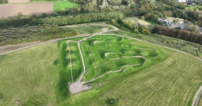 Small mountain bike course parcours aerial at Doortmund, Germany.