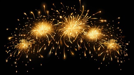 Fototapeta premium Fireworks on black background. illustration for New Year and Christmas.