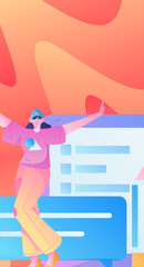 Person interviewing for job flat vector concept operation hand drawn illustration
