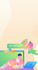 Person interviewing for job flat vector concept operation hand drawn illustration
