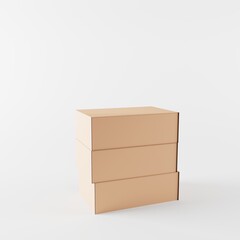 Realistic package Cardboard Sliding open Box on white background. For small items, matches, and other things. 3d illustration.	
