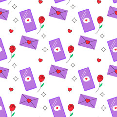 seamless pattern, valentine's day, letter, heart, message